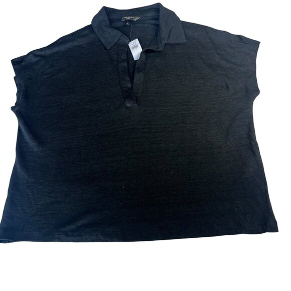 Banana Republic 100% Linen Collared Tee Black Color Size Large - Picture 7 of 11